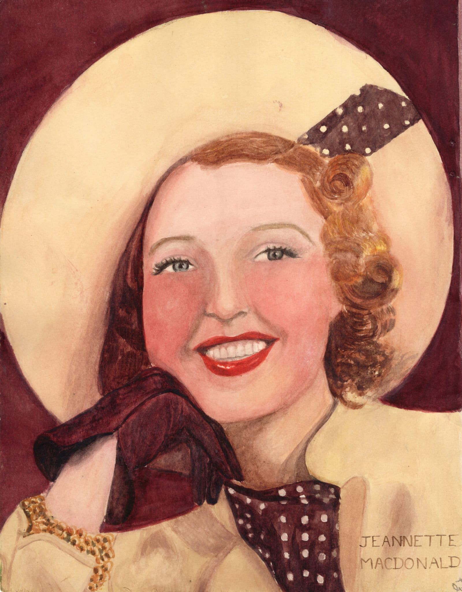 Jeanette MacDonald Hollywood Film Actress Soprano Large Hand 10x8 Painting