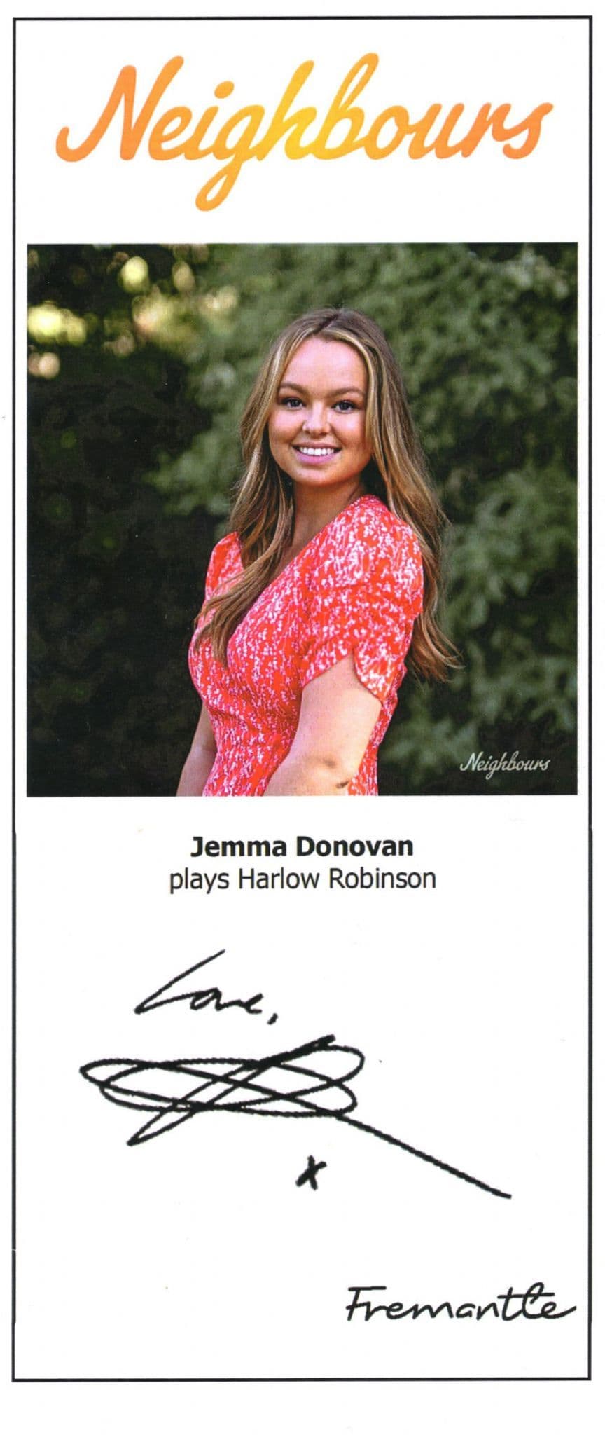 Jemma Donovan as Harlow Robinson Neighbours Signed Photo
