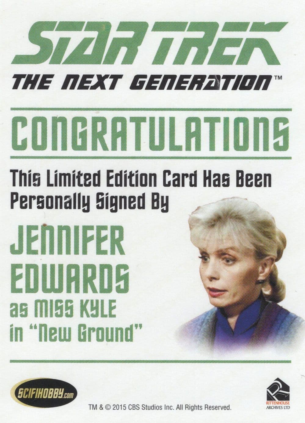 Jennifer Edwards Miss Kyle Star Trek Hand Signed Autograph Card