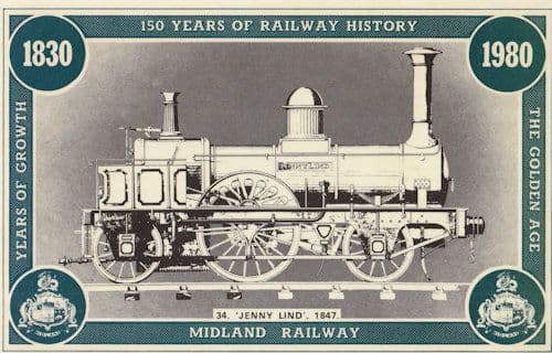 Jenny Lind Midland Railway Victorian Train Postcard