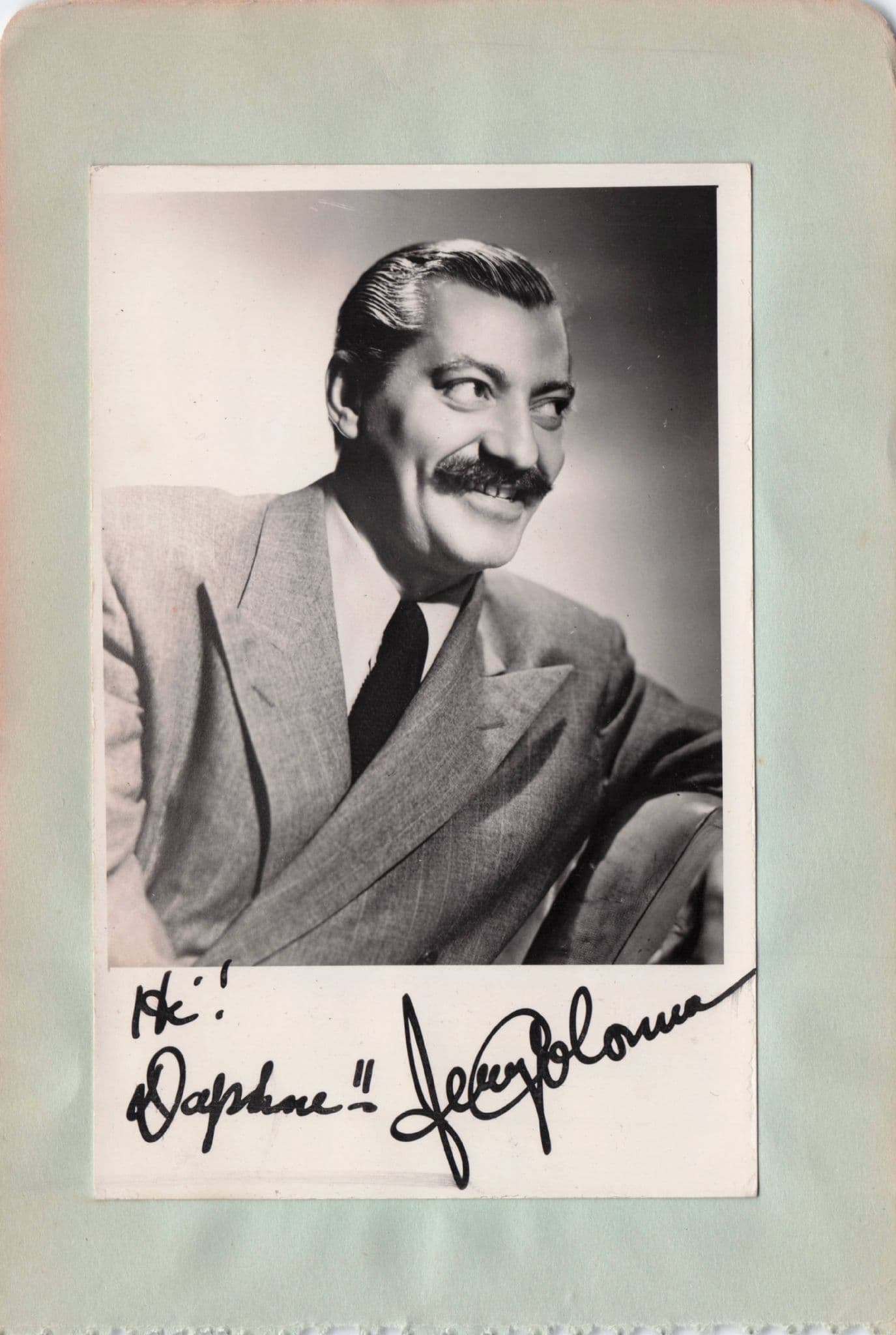 Jerry Colonna of Bob Hope & Alice In Wonderland Old Hand Signed Photo