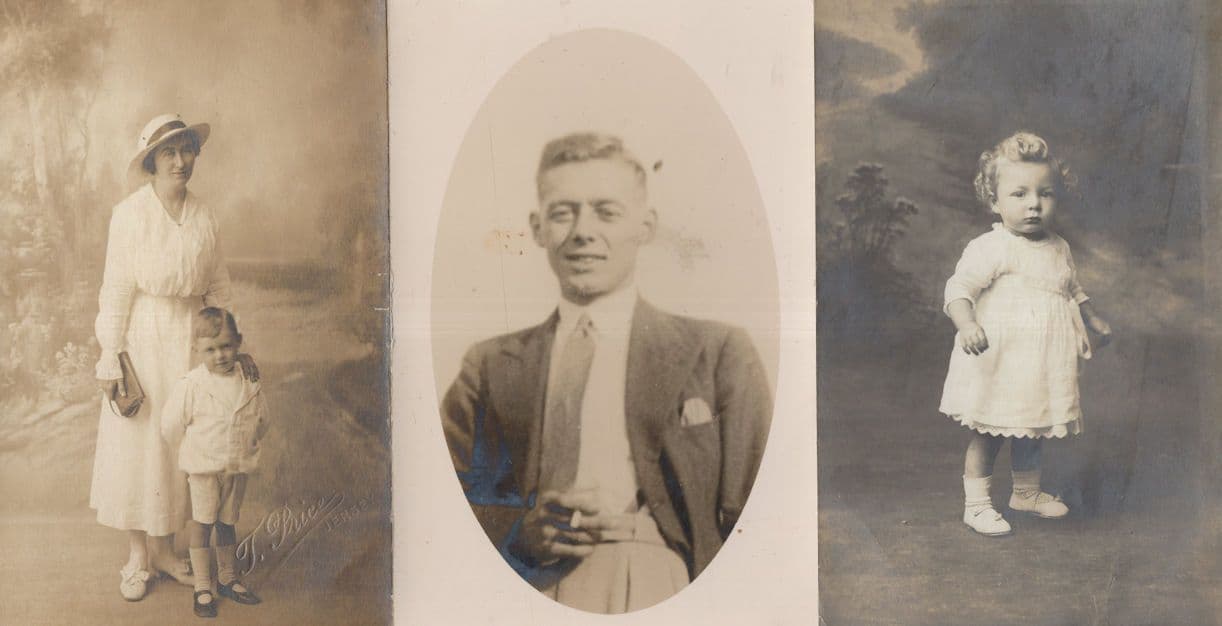 Jersey Posh Man Smoking Mother Child 3x Old Portrait Postcard s