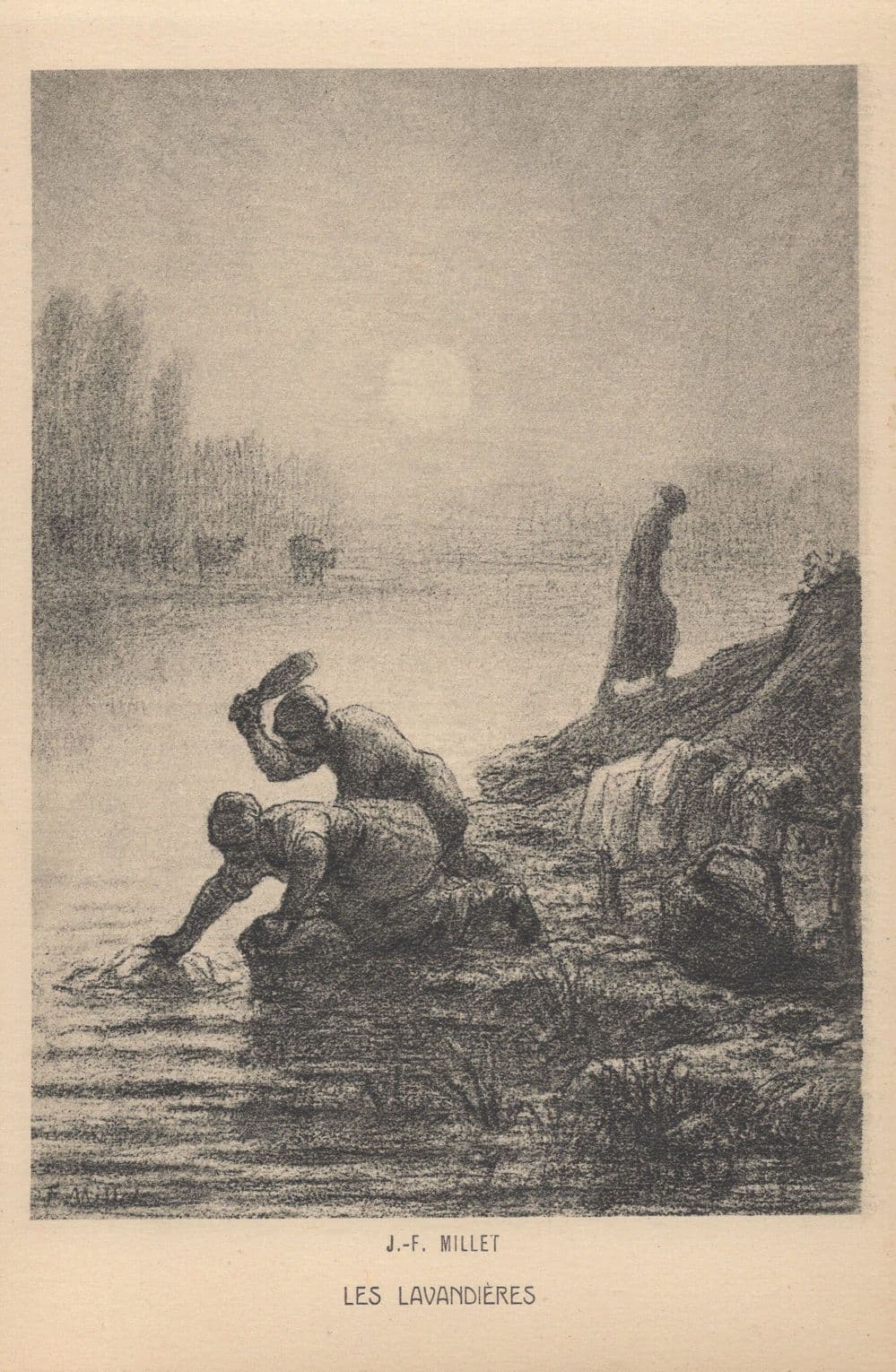 JF Millet Des Lavandieres Antique French Painting Postcard