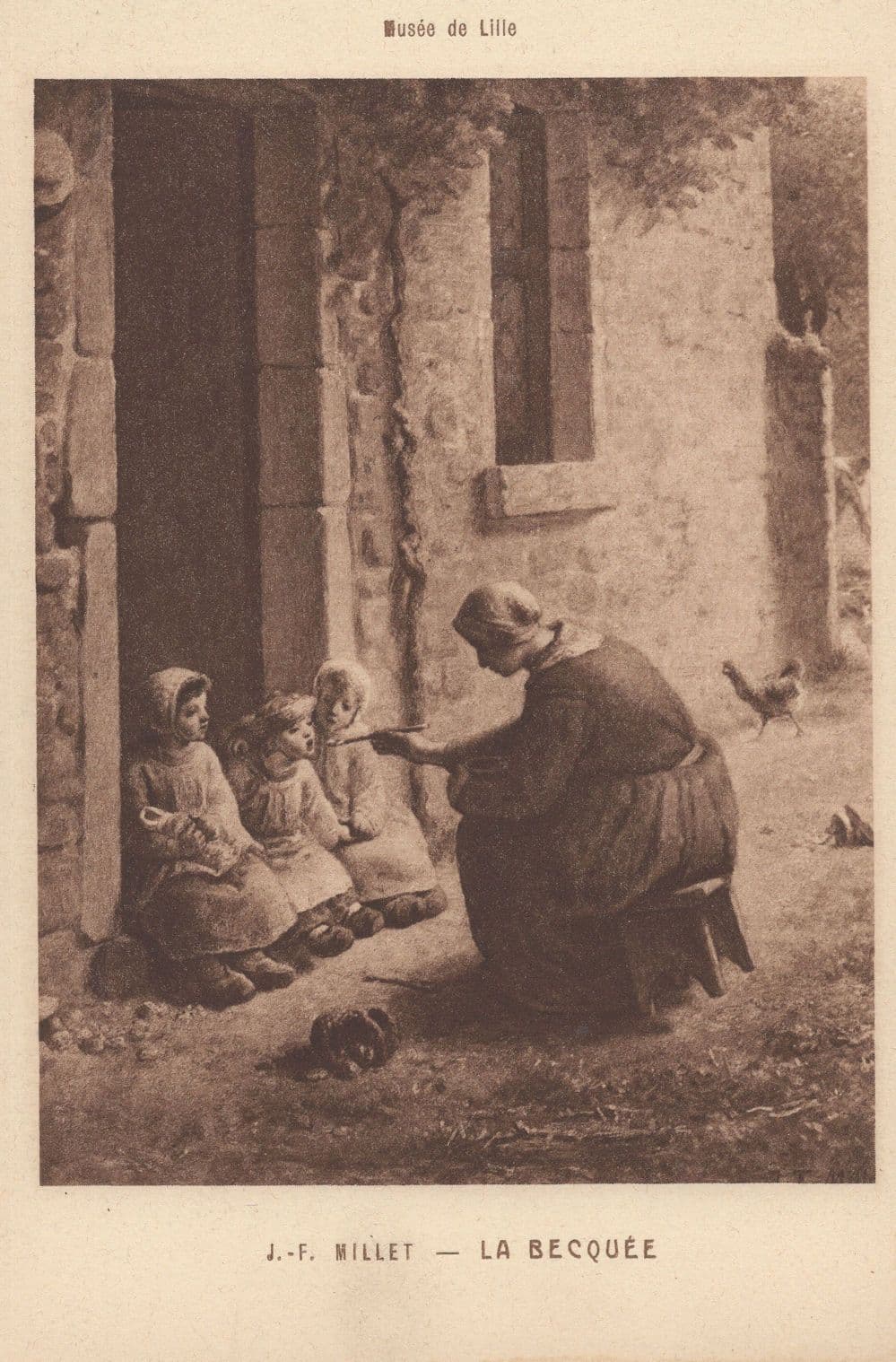JF Millet La Becquee French Old Painting Postcard