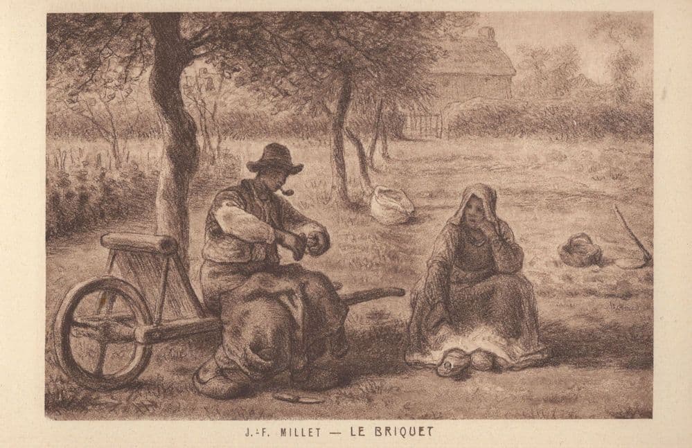 JF Millet Le Briquet Antique Pipe Smoking French Painting Postcard
