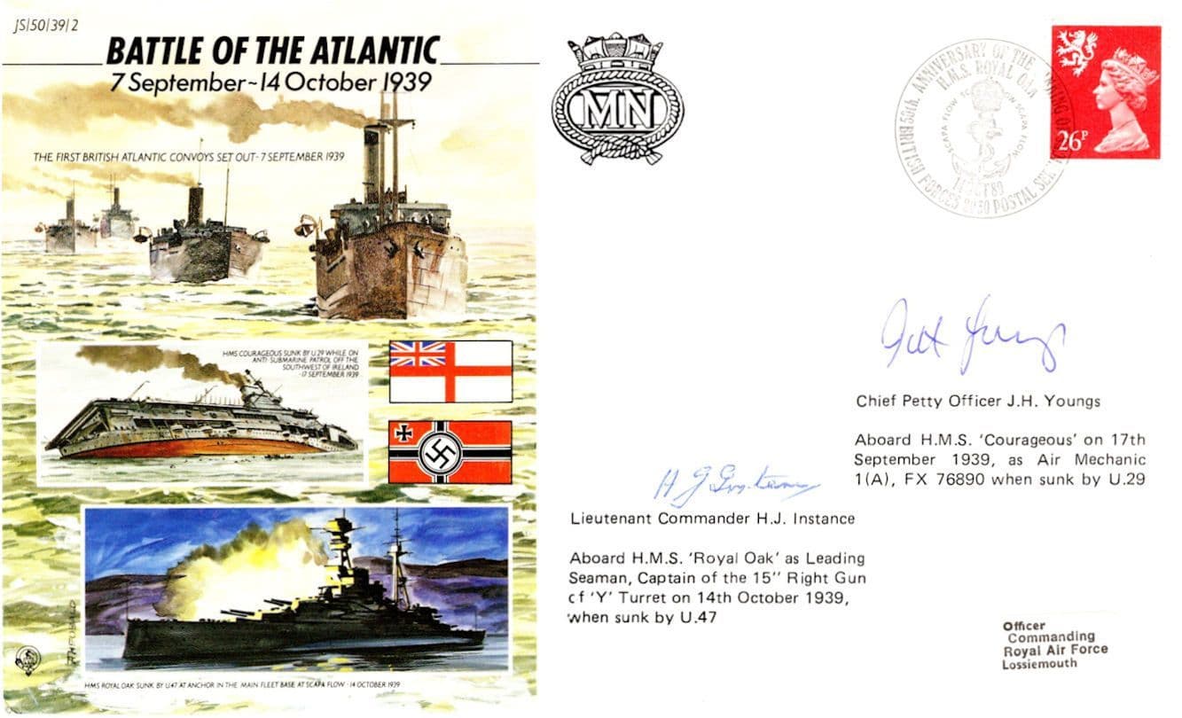 JH Youngs & HJ Instance WW2 Air Veterans Battle Of The Atlantic MULTI Hand Signed FDC