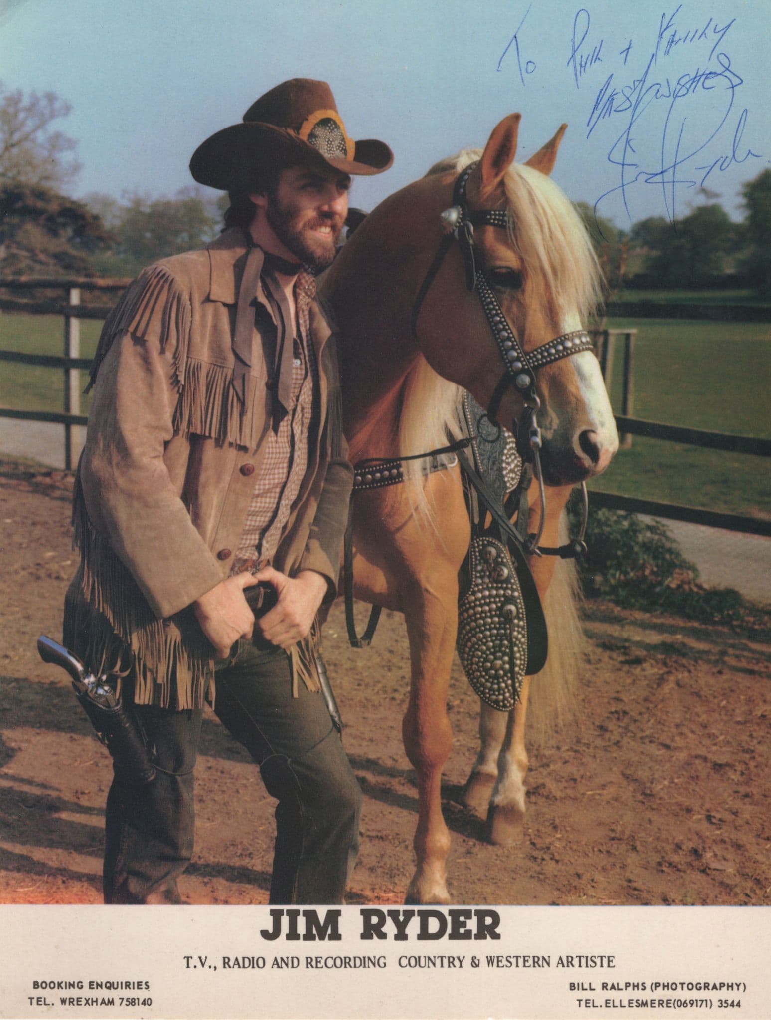 Jim Ryder Country & Western Singer Large Hand Signed Photo