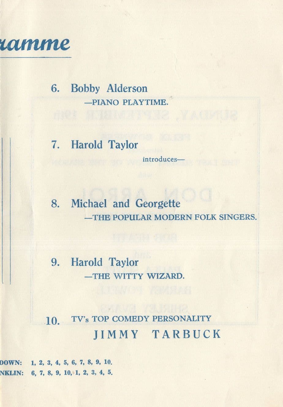 JimmyTarbuck Live in Shanklin Isle Of Wight Hand Signed Theatre Programme