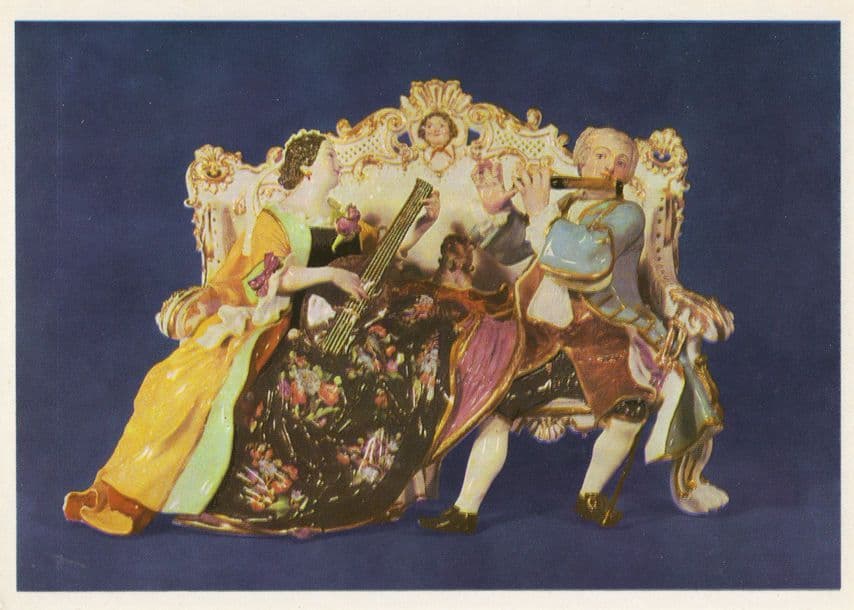 JJ Kandler Sofa Group 1737 German Dresden Porcelain Postcard