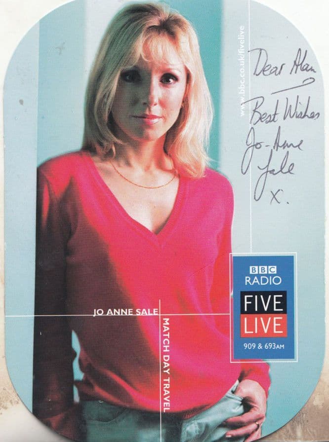 Jo Anne Sale Match Day Travel BBC Radio 5 Live Hand Signed Cast Card Photo