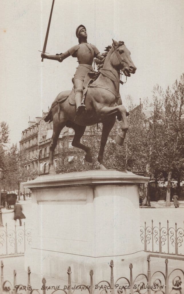 Joan Of Arc Antique Marble Sculpture Model 2x Postcard