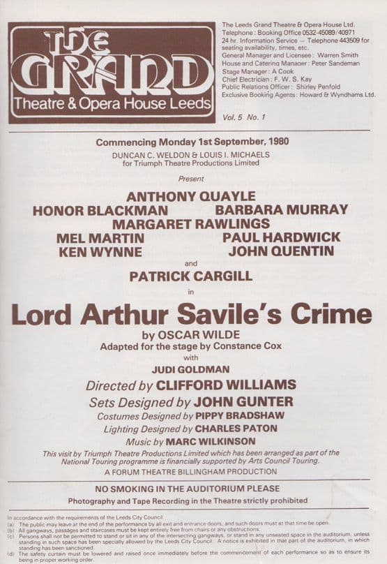 Joan Savage Dads Army Greta Garbo Nottingham Empire Theatre Programme