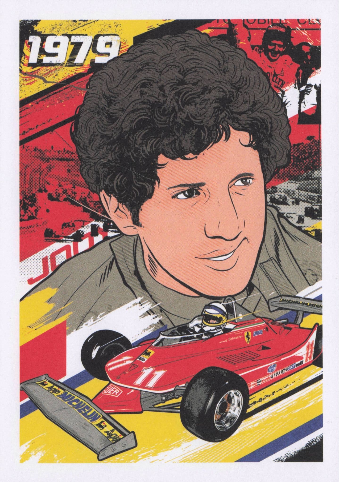 Jody Scheckter South African Grand Prix F1 Motor Racing Driver Painting Postcard