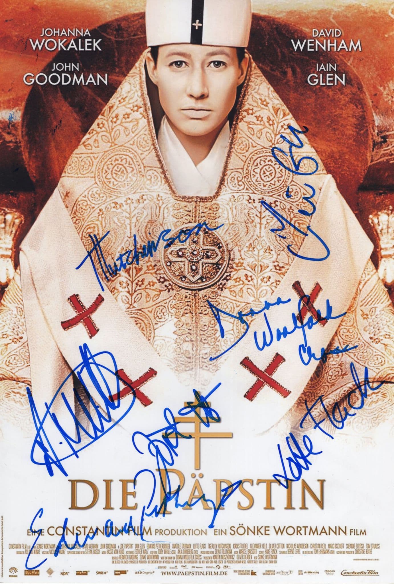 Johanna Wokalek John Goodman Pope Joan 7x MULTI Hand Signed Photo