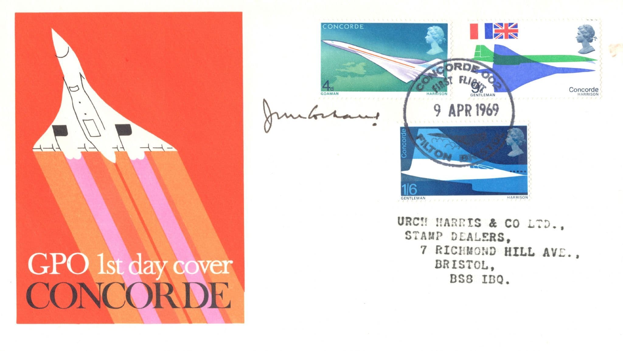 John Cochrane 1969 GPO Concorde First Flight Hand Signed FDC