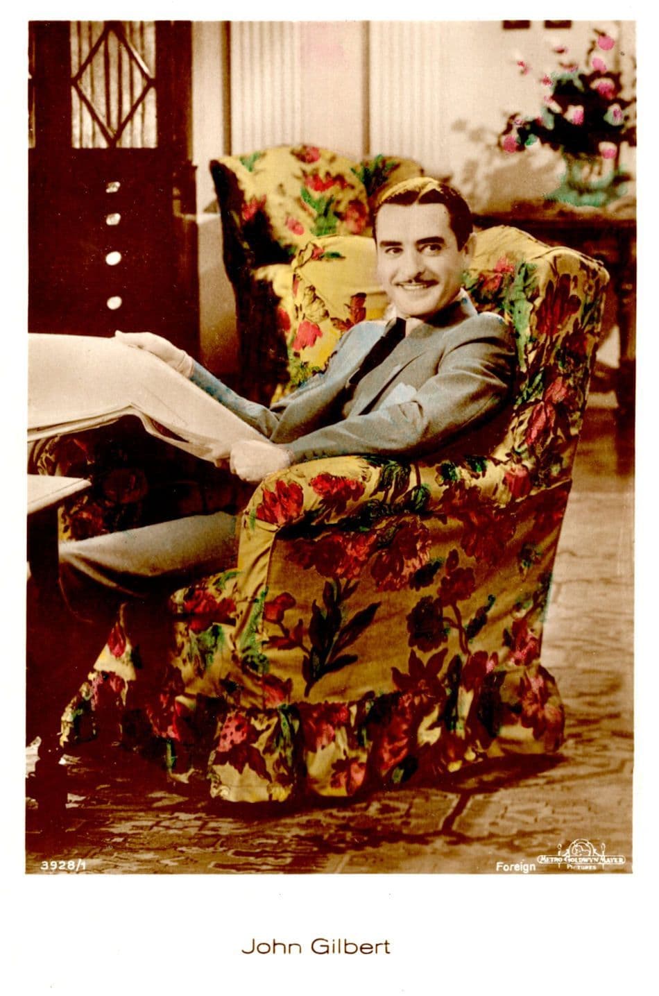 John Gilbert Film Actor Hand Coloured Tinted Real Photo Postcard