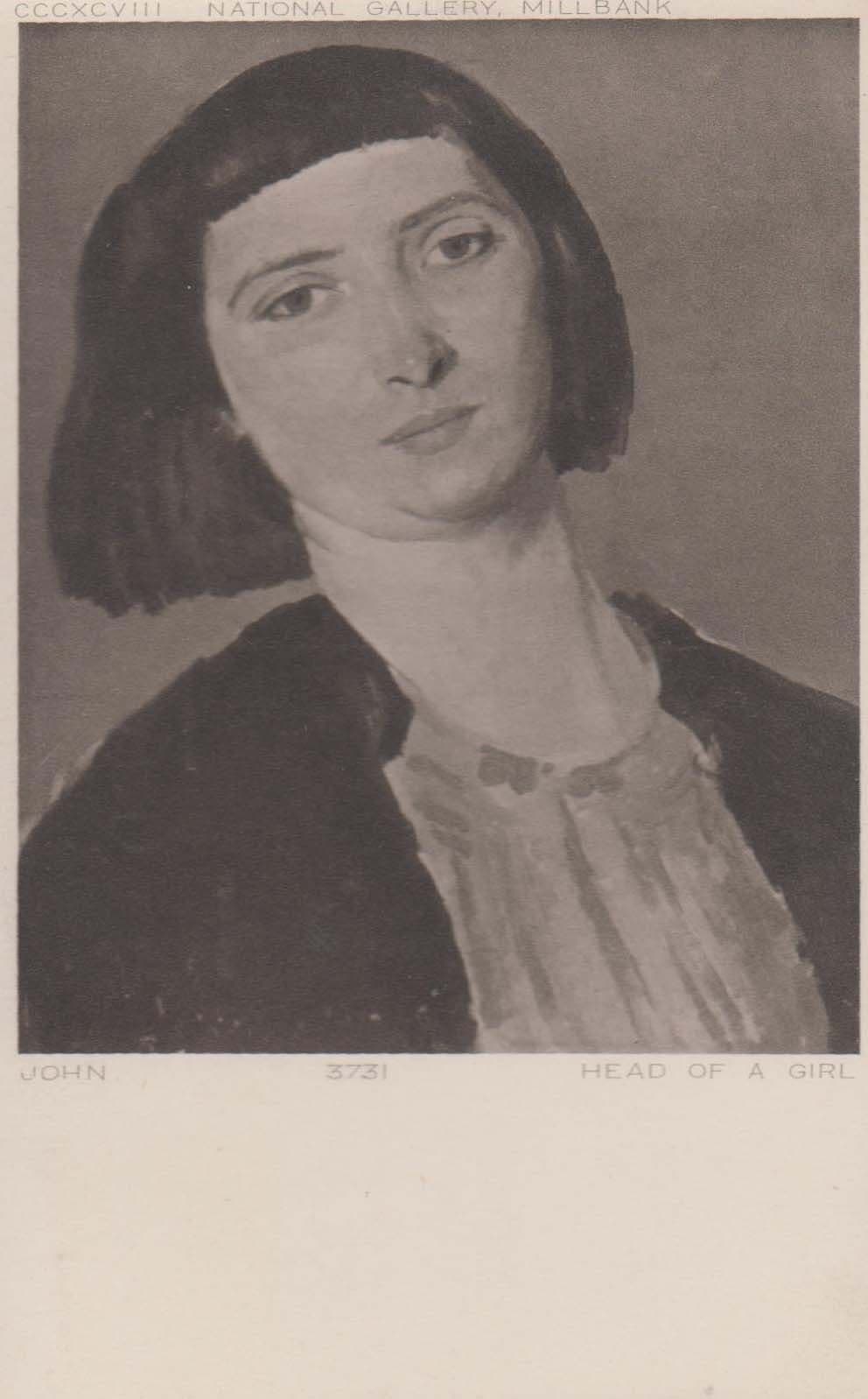 John Head Of A Girl Millbank National Gallery Painting Antique Postcard