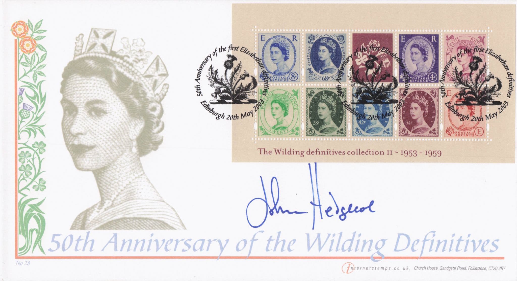 John Hedgecoe Queen Elizabeth II Wilding Definitives Stamp Hand Signed FDC