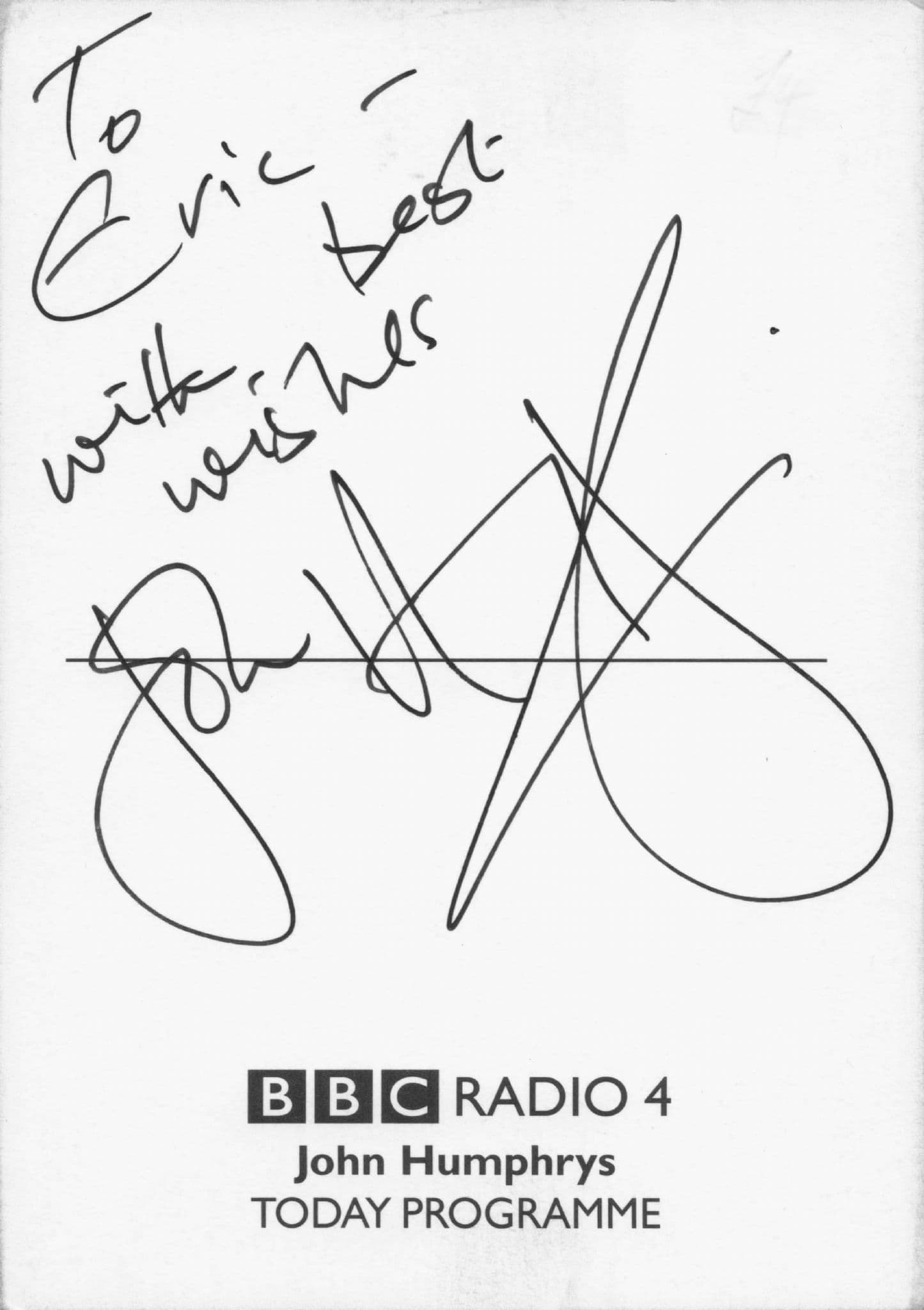 John Humphrys BBC Radio 4 Today Show Hand Signed Cast Photo