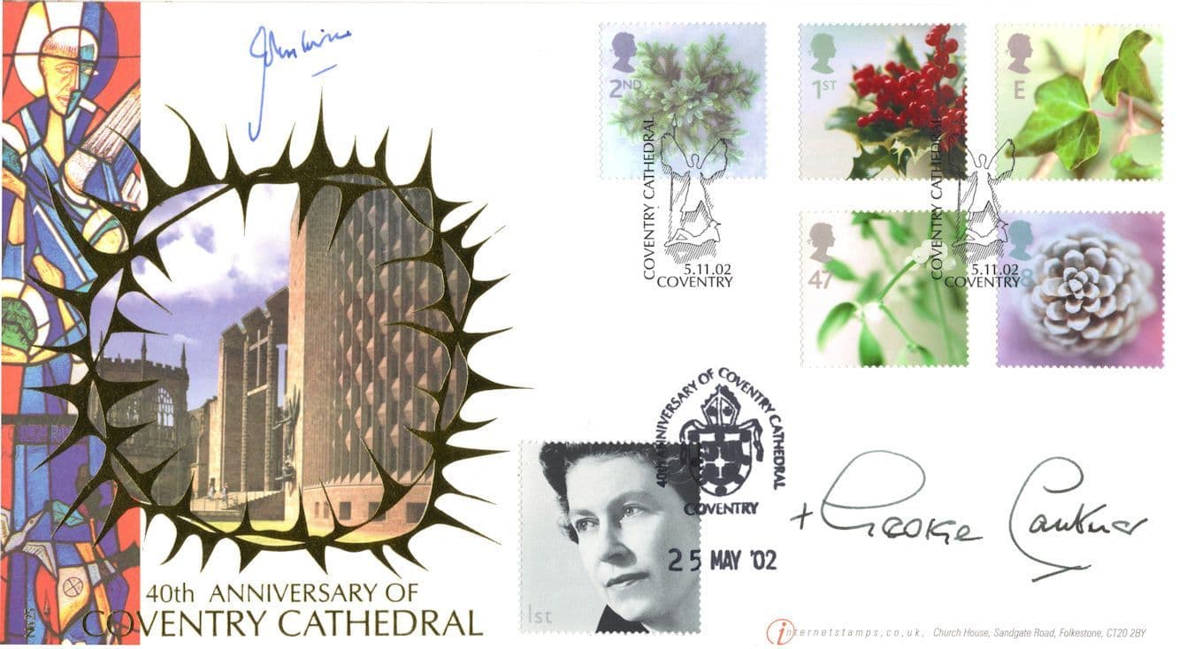 John Irvine George Carey Coventry Archbishop & ITN News MULTI Hand Signed FDC