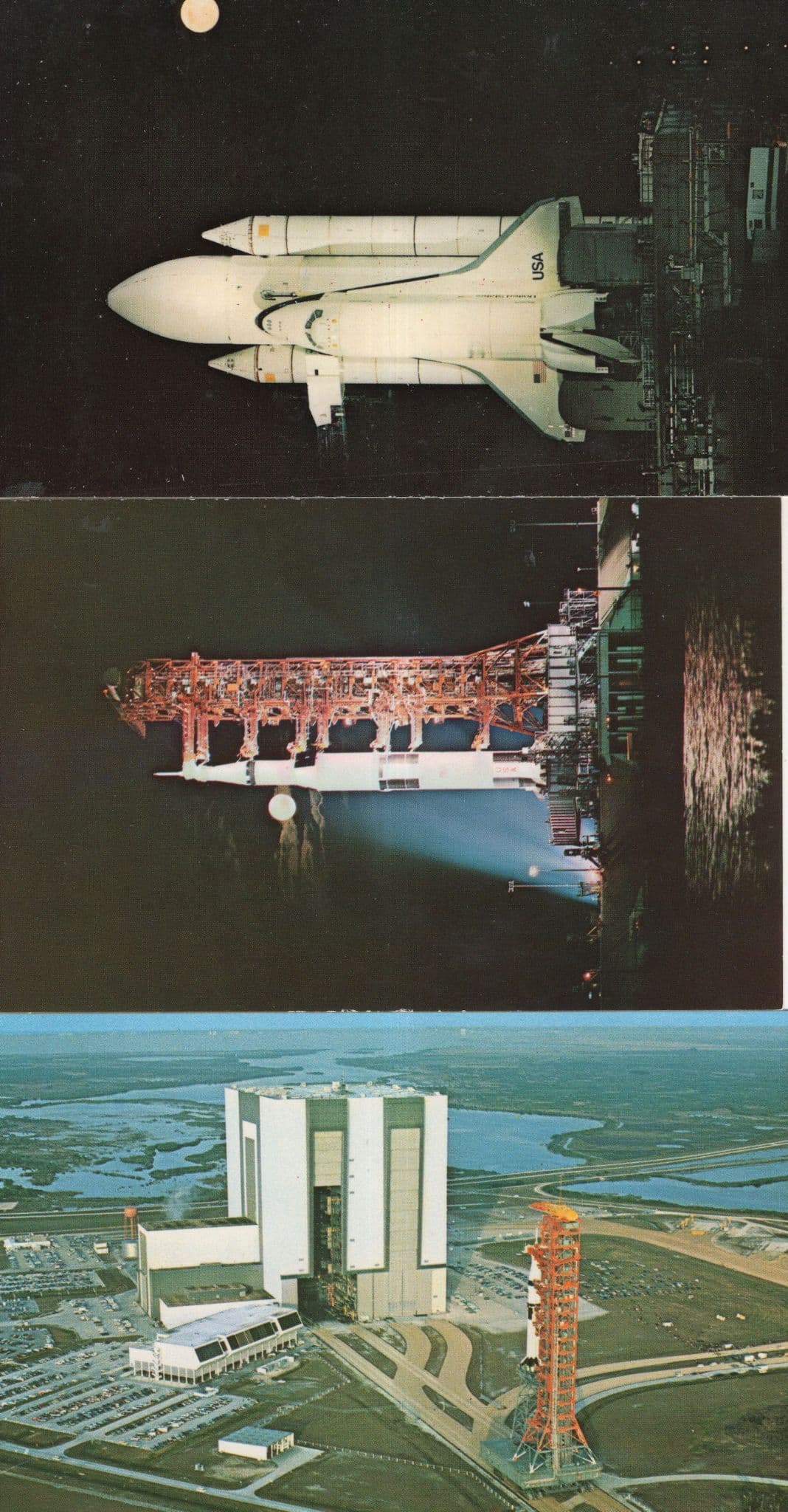 John Kennedy Skylab 2 Space Centre At Night 3x Postcard s