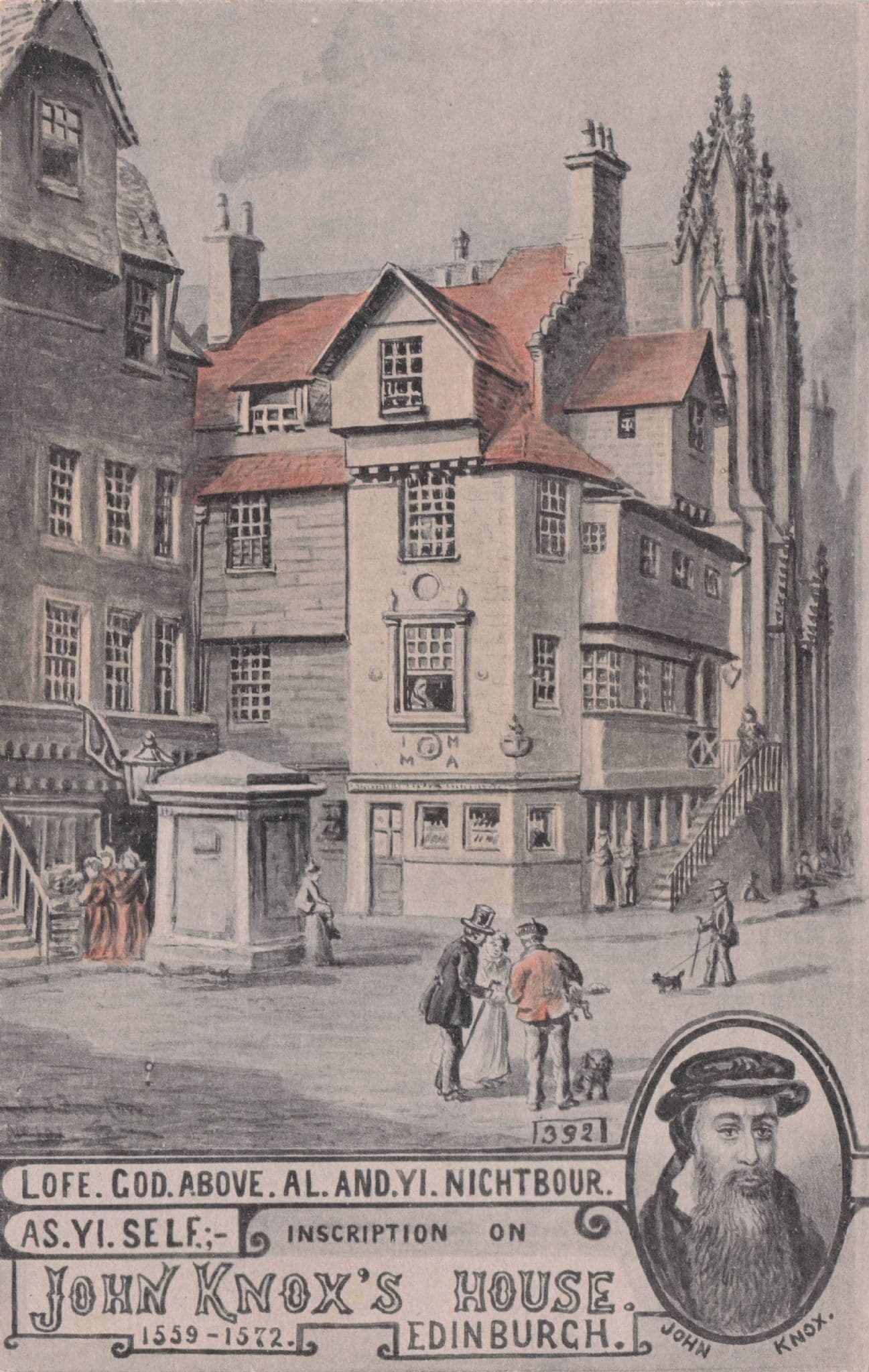 John Knox's House Edinburgh Character Old Scottish Portrait Postcard