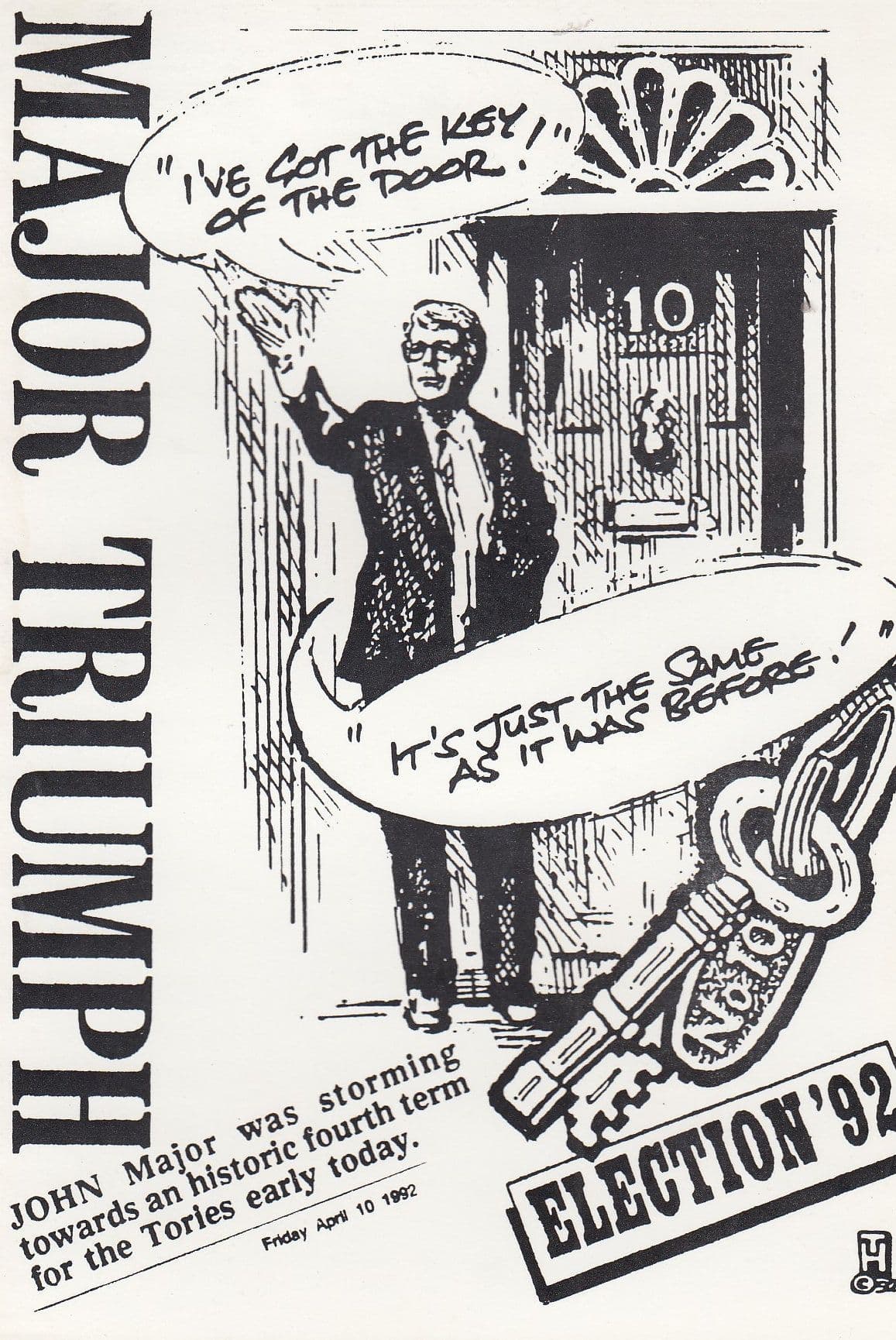 John Major Key Of 10 Downing Street Conservative Victory Election Limited Postcard