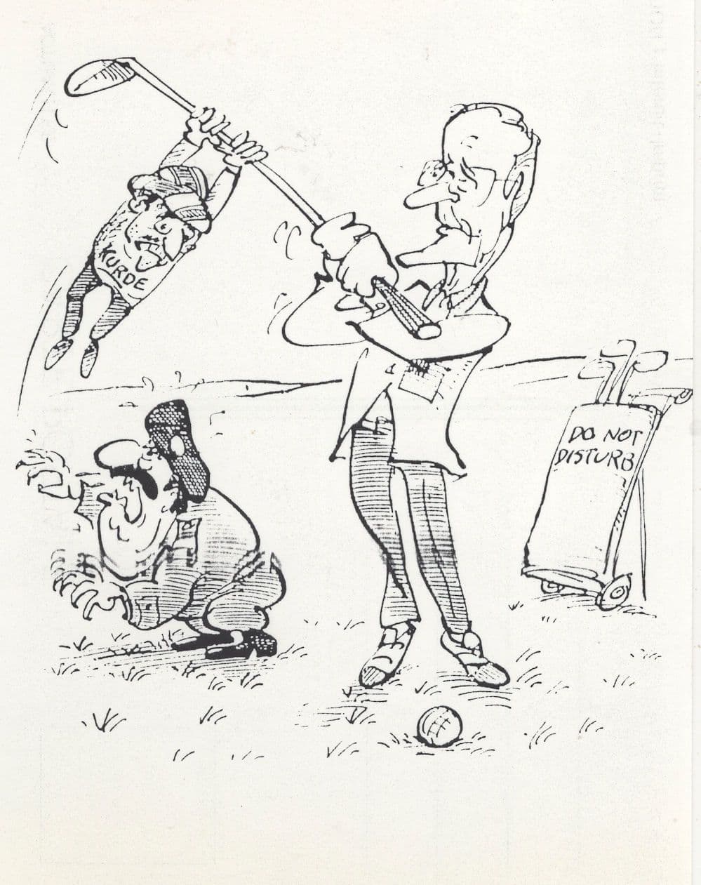 John Major Playing Game Of Gulf War Kurd Golf Comic Art Postcard