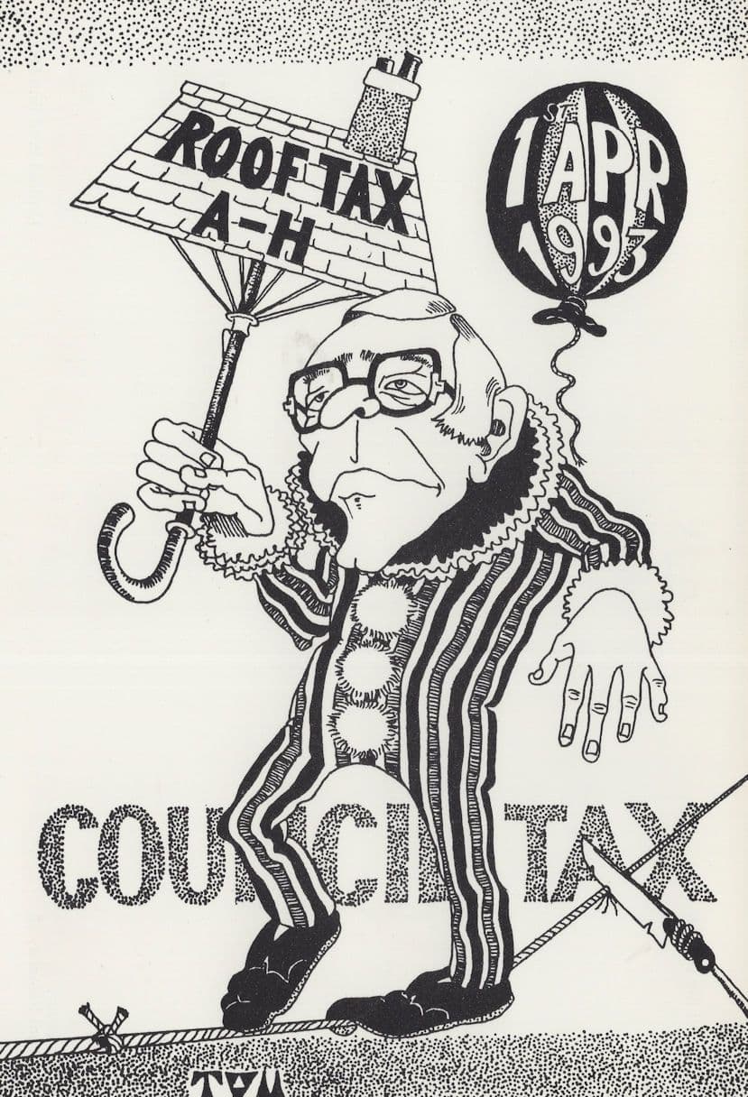John Major Poll Roof Council Tax 1993 Conservative Party Comic Postcard