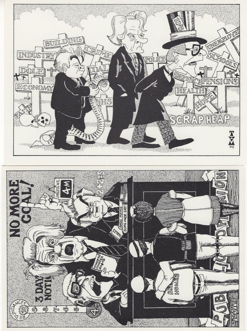 John Major Scrapheap 2x Conservative Party 1990s Comic Postcard s