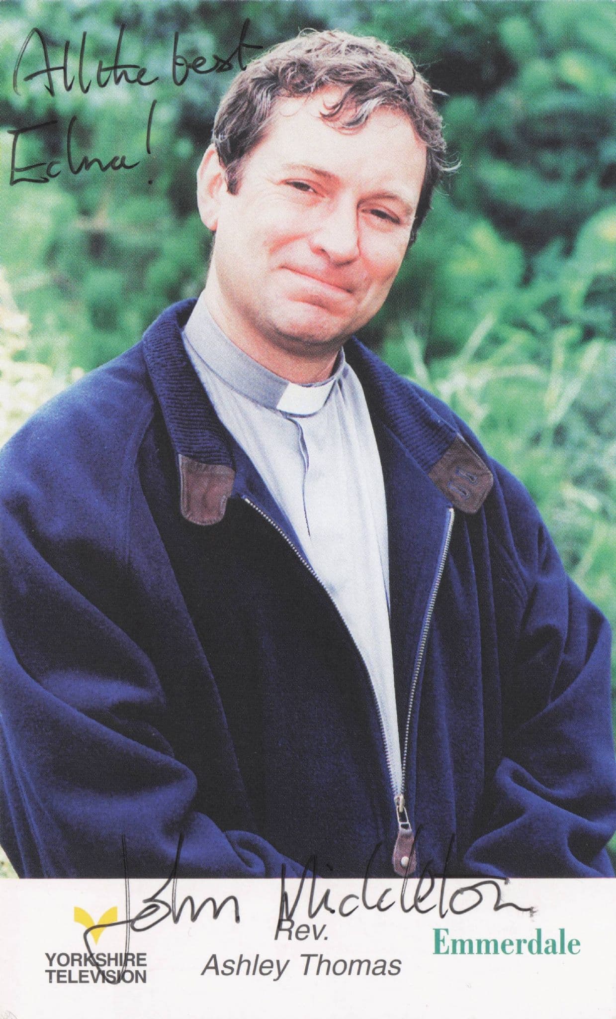 John Middleton Rev Ashley Thomas Emmerdale Hand Signed Photo