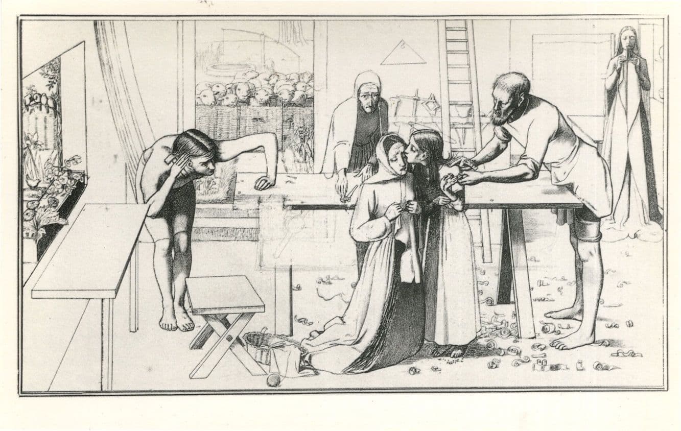 John Millais Study For Christ In The House Of His Parents Painting Postcard