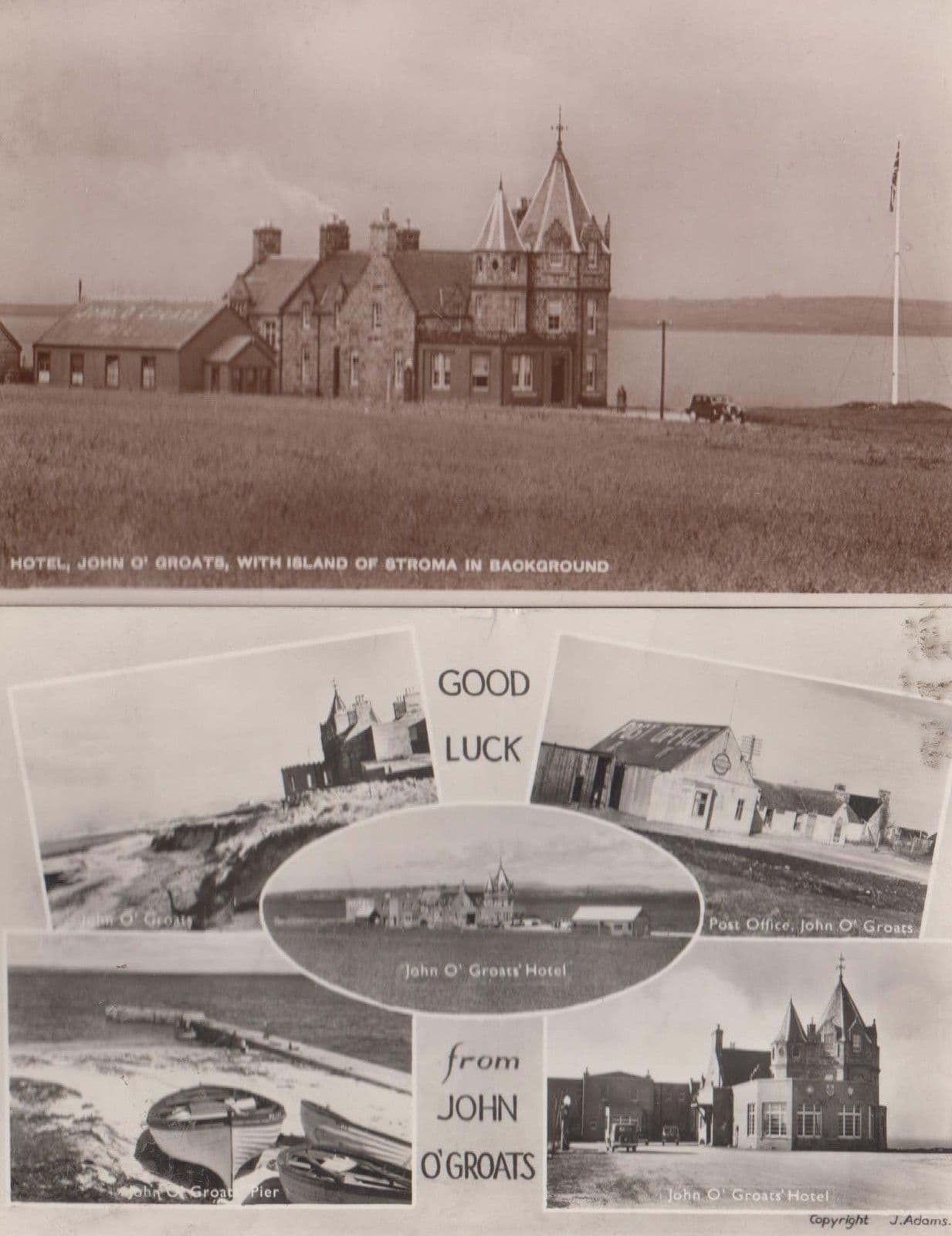 John O'Groats Hotel Guest Arrived Stroma Vintage Highlands Real Photo Postcard