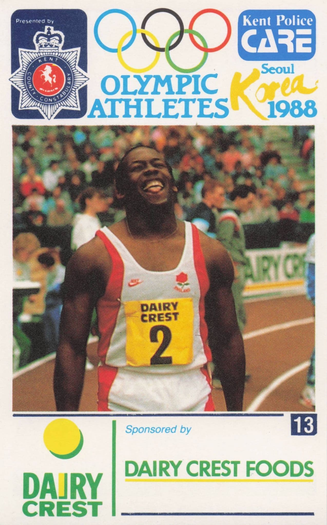 John Regis British GB Athlete Olympics 1988 Rare Police Trade Photo Card