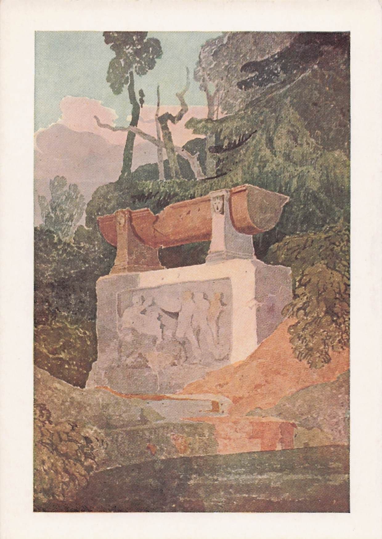 John Sell Cotman Sarcophagus In A Park Painting Postcard