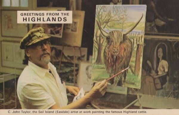 John Taylor Highlands Drawing Painting Vintage Seil Island Scottish Postcard
