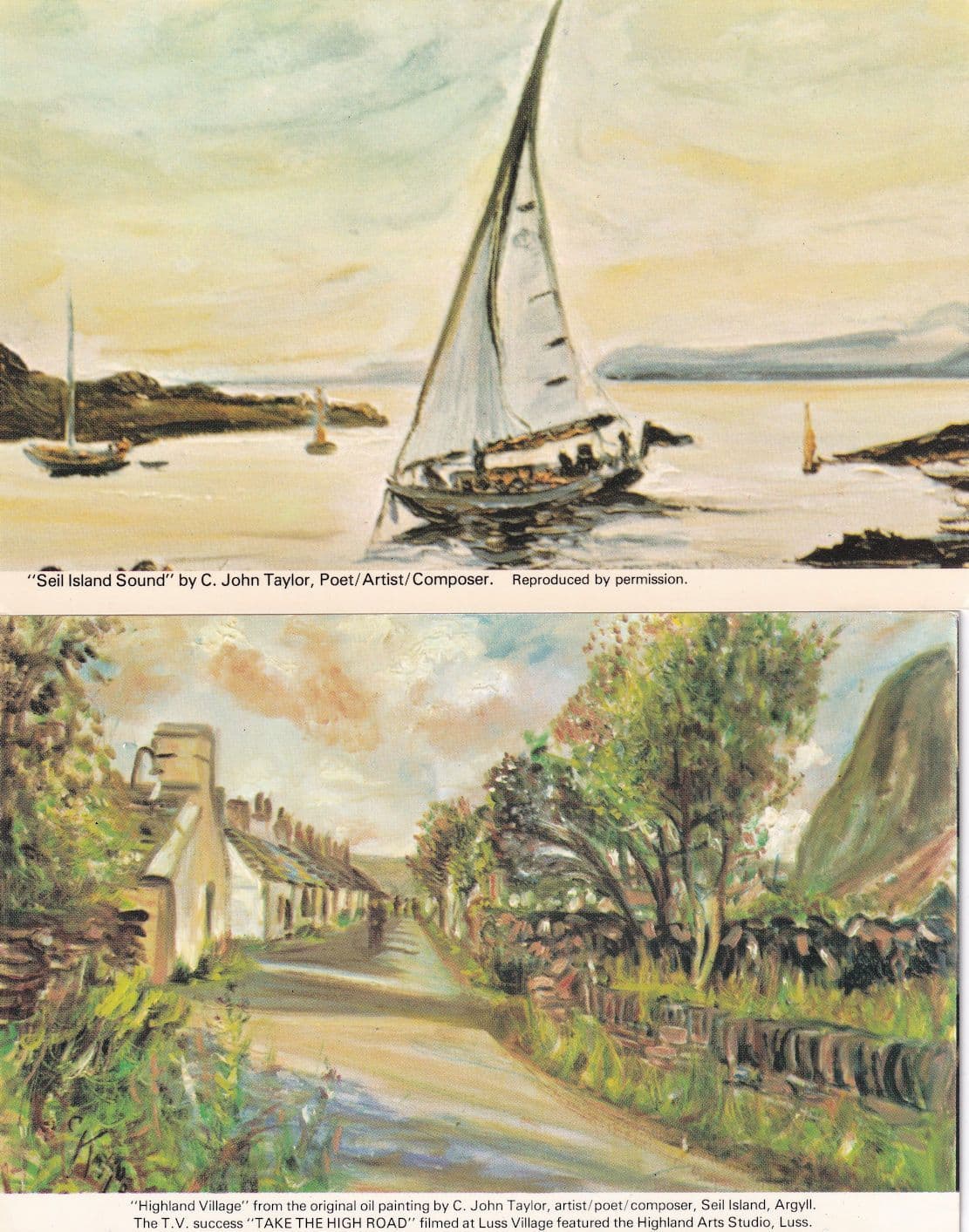 John Taylor Self Island Sound Highland Village 2x Painting Postcard s