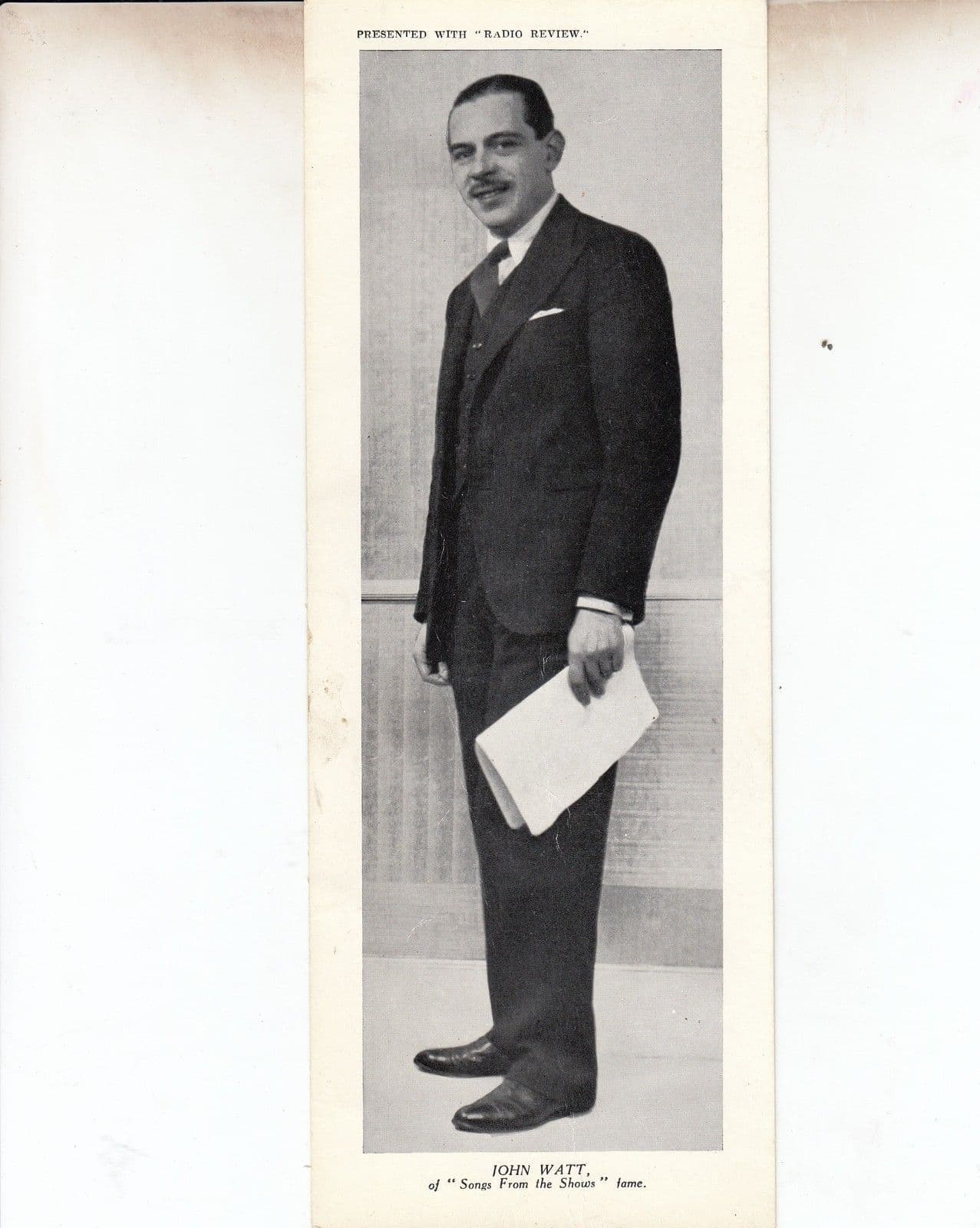 John Watt Songs From The Shows Radio Review Antique 10" x 3" Old Photo Card