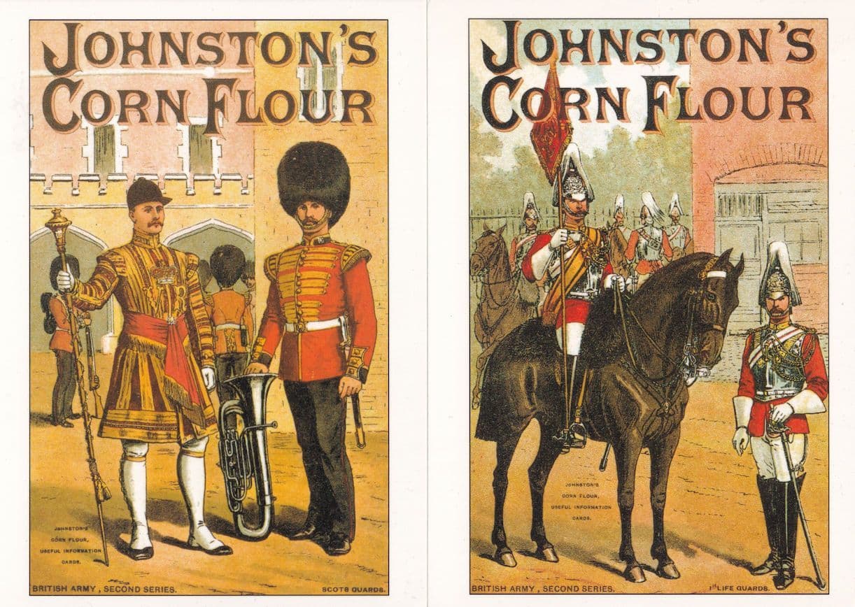 Johnston's Corn Flour 2x Military Advertising Postcard s