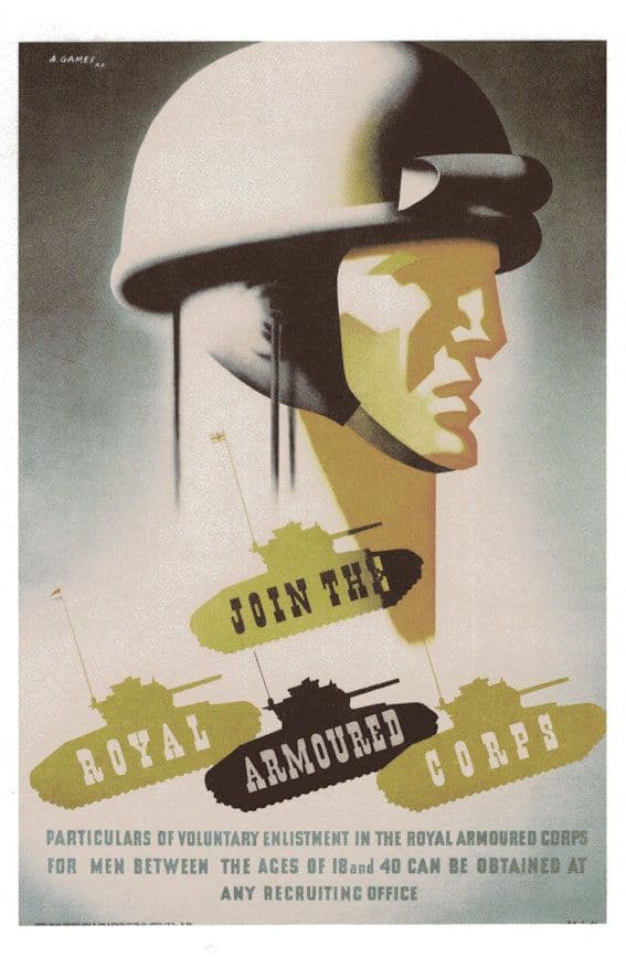 Join The Royal Armoured Corps RAC Recruitment WW2 Poster Postcard