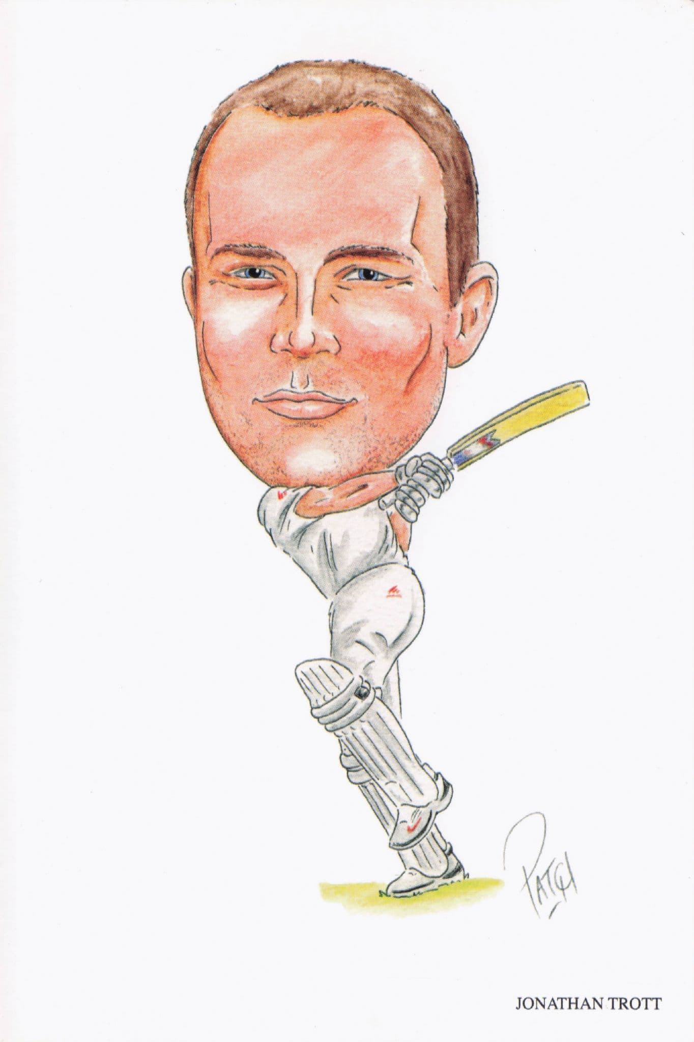 Jonathan Trott England Cricket Team Comic Limited Edn Art Postcard
