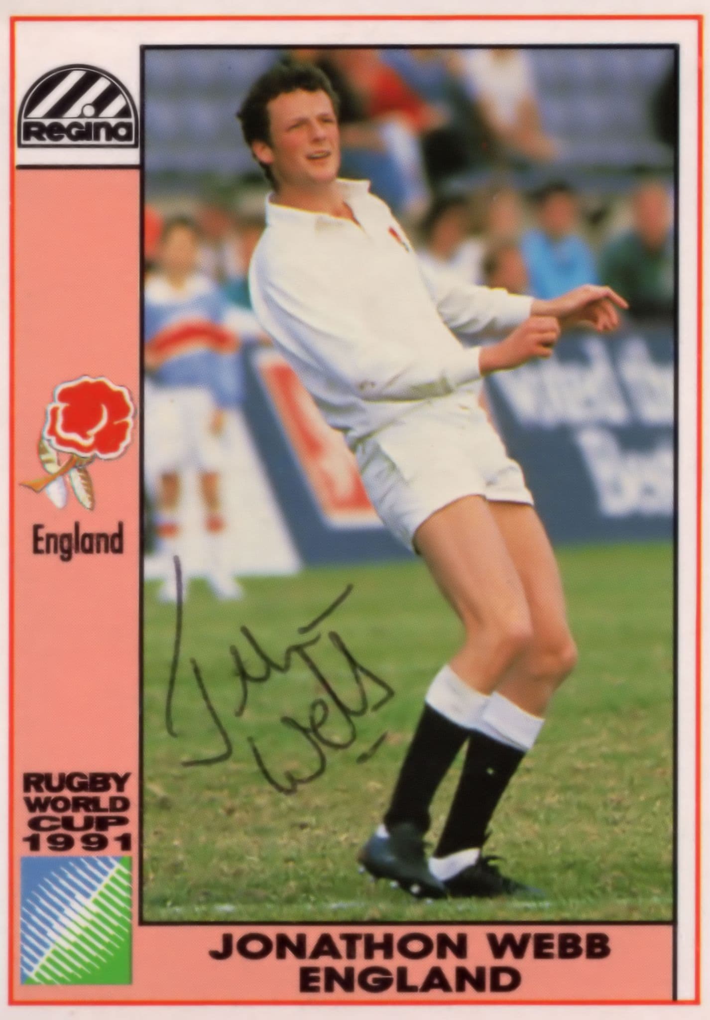 Jonathon Webb England Hand Signed Rugby 1991 World Cup Card Photo