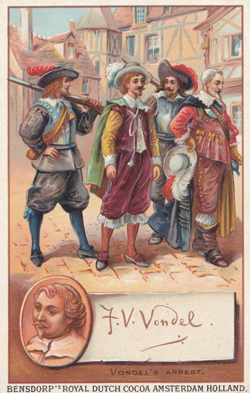 Joost Van Den Vondel Poet Printed Signed Bendorps Cocoa Postcard Antique Card
