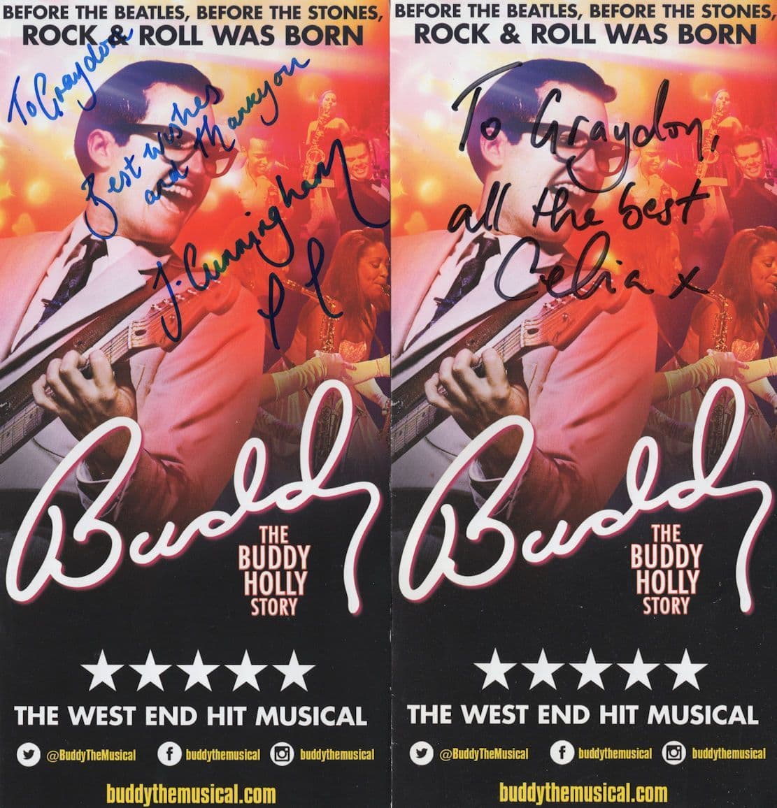 Jordan Cunningham Buddy Holly The Story 2x Hand Signed Theatre Flyer