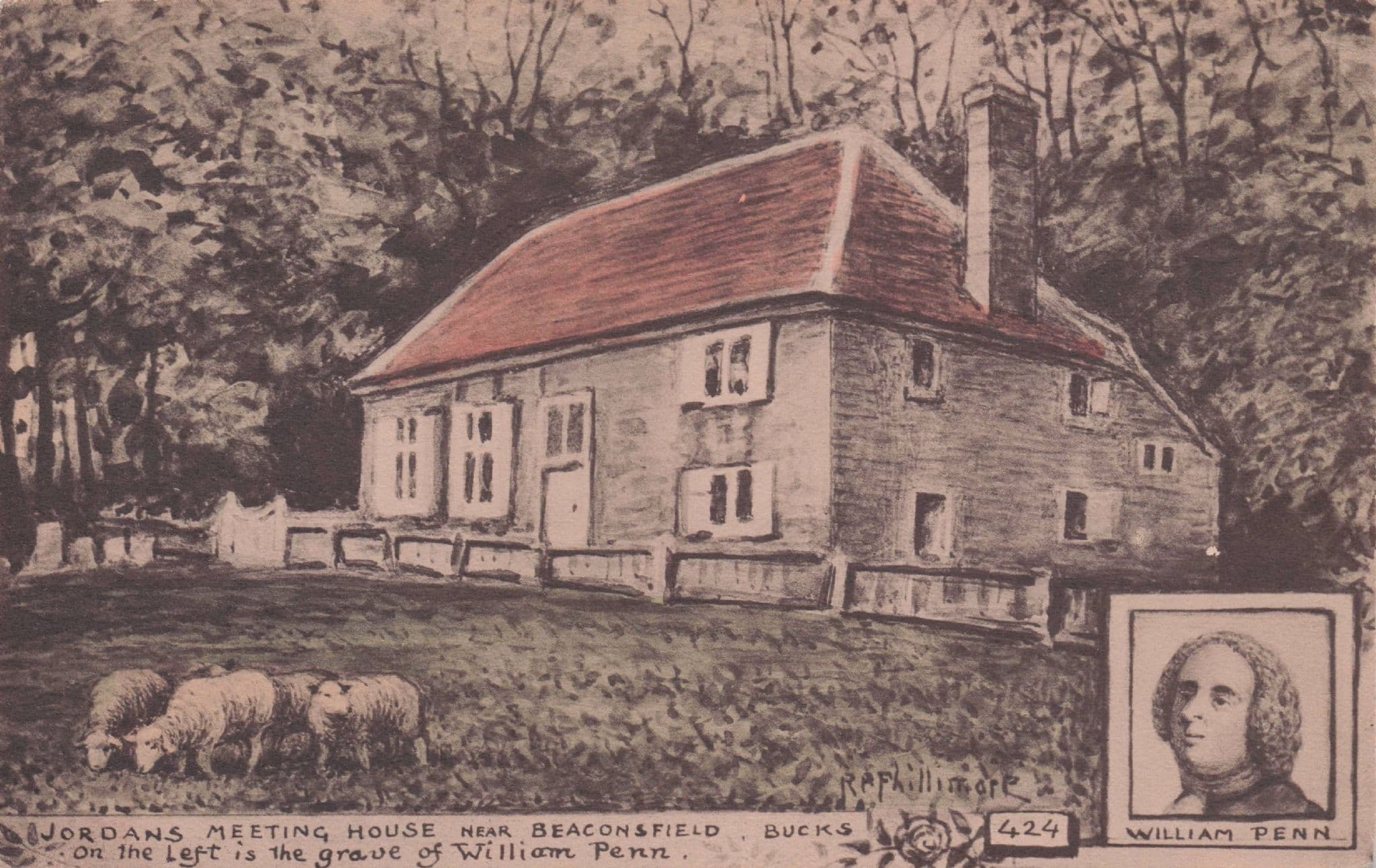 Jordan's Meeting House William Penn Bucks Phillimore Old Postcard