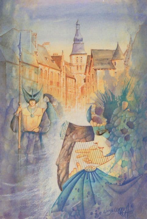 Jose Correa French Mystic Sarlat Se Souvient Painting Postcard