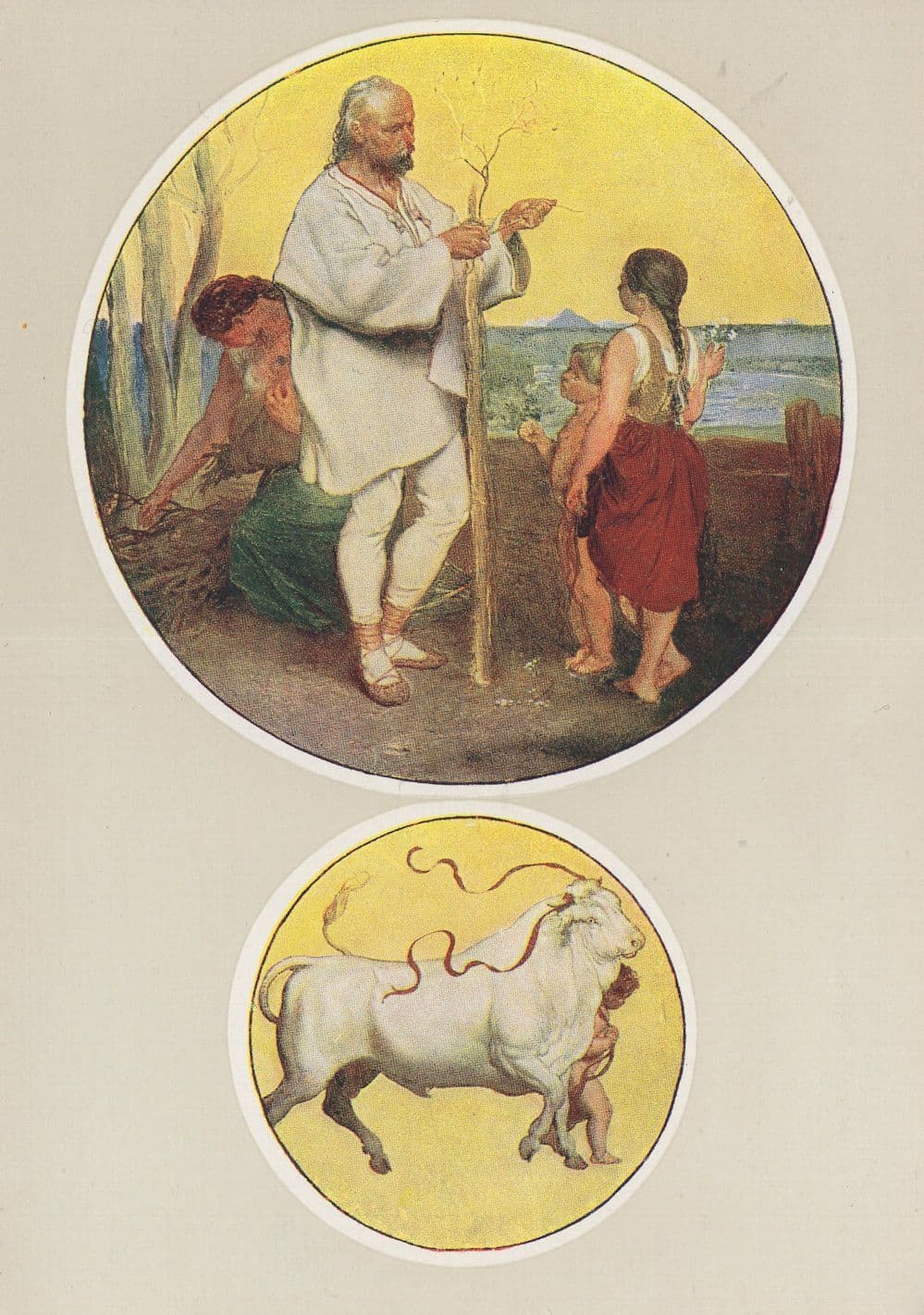 Josef Manes Children Planting A Tree & Ram Czech Painting Postcard