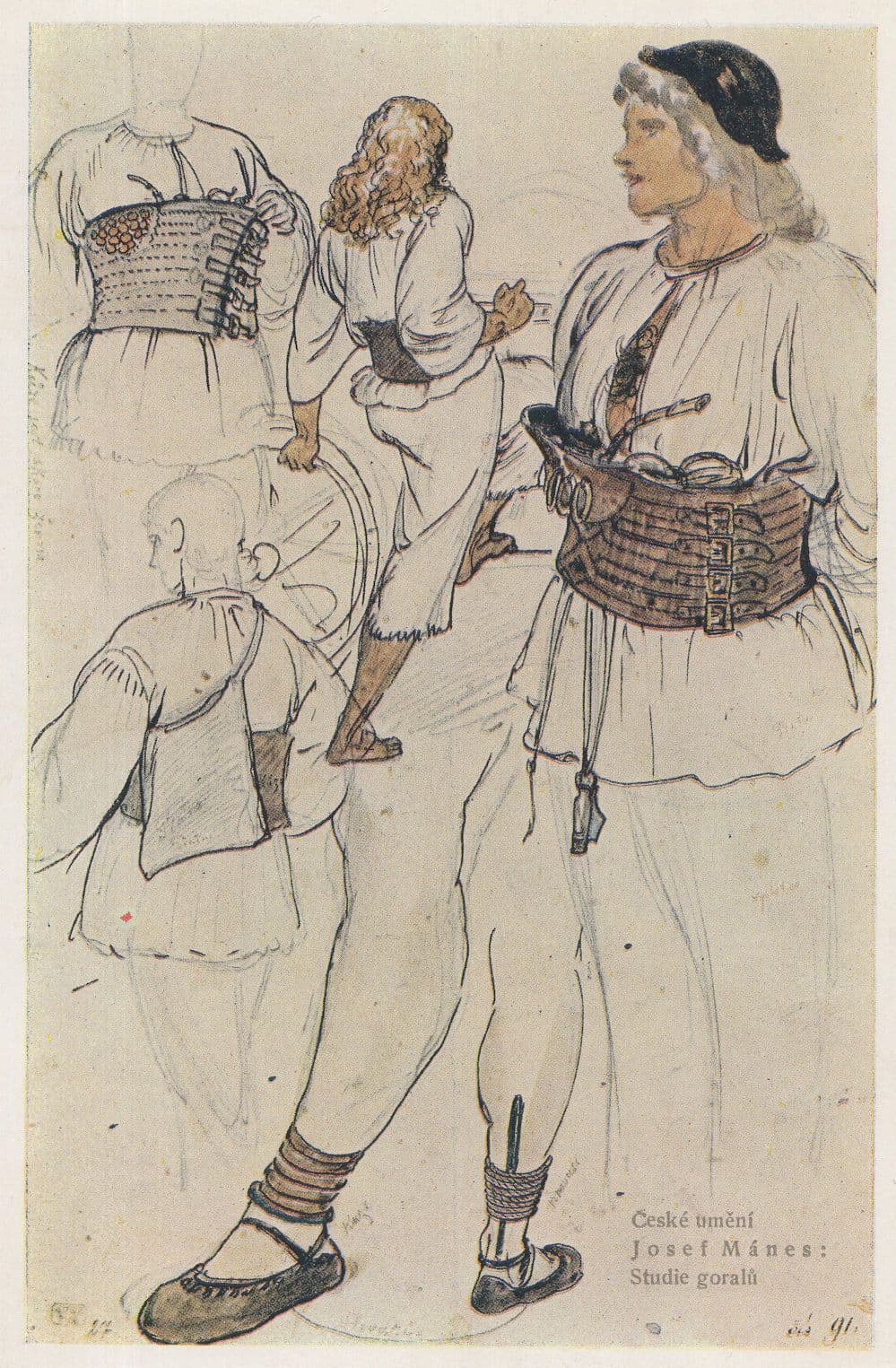 Josef Manes Czech Corsetry Fashion Studie Goralu Painting Postcard