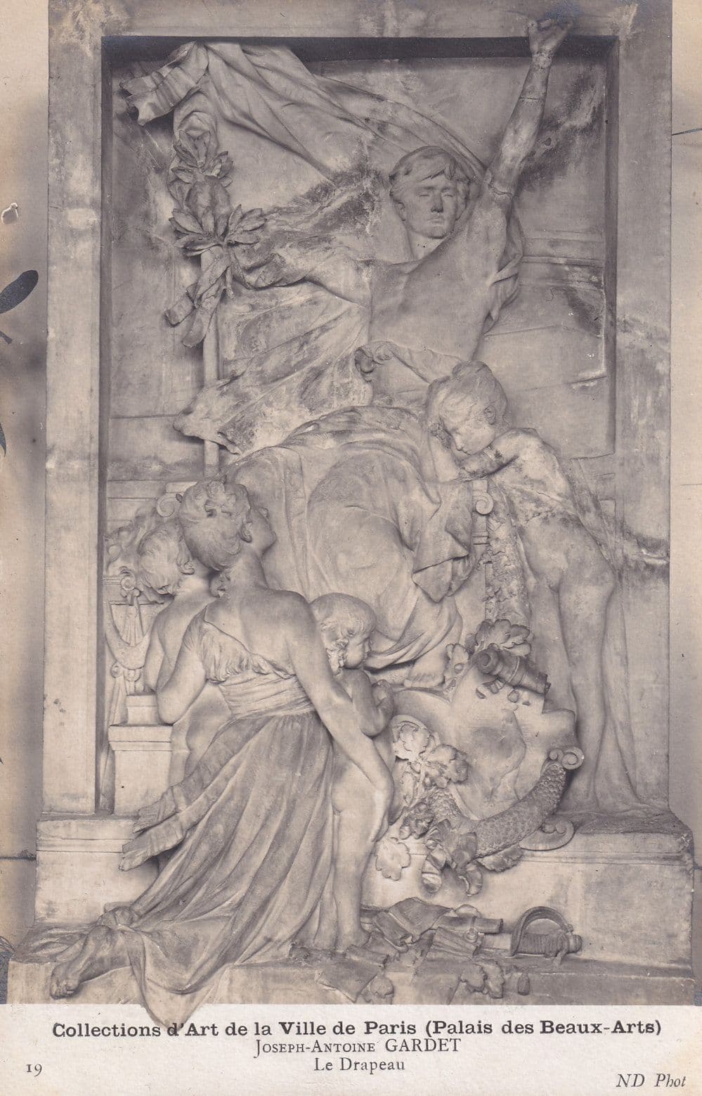 Joseph Gardet Le Drapeau French Statue Sculpture Rare Postcard