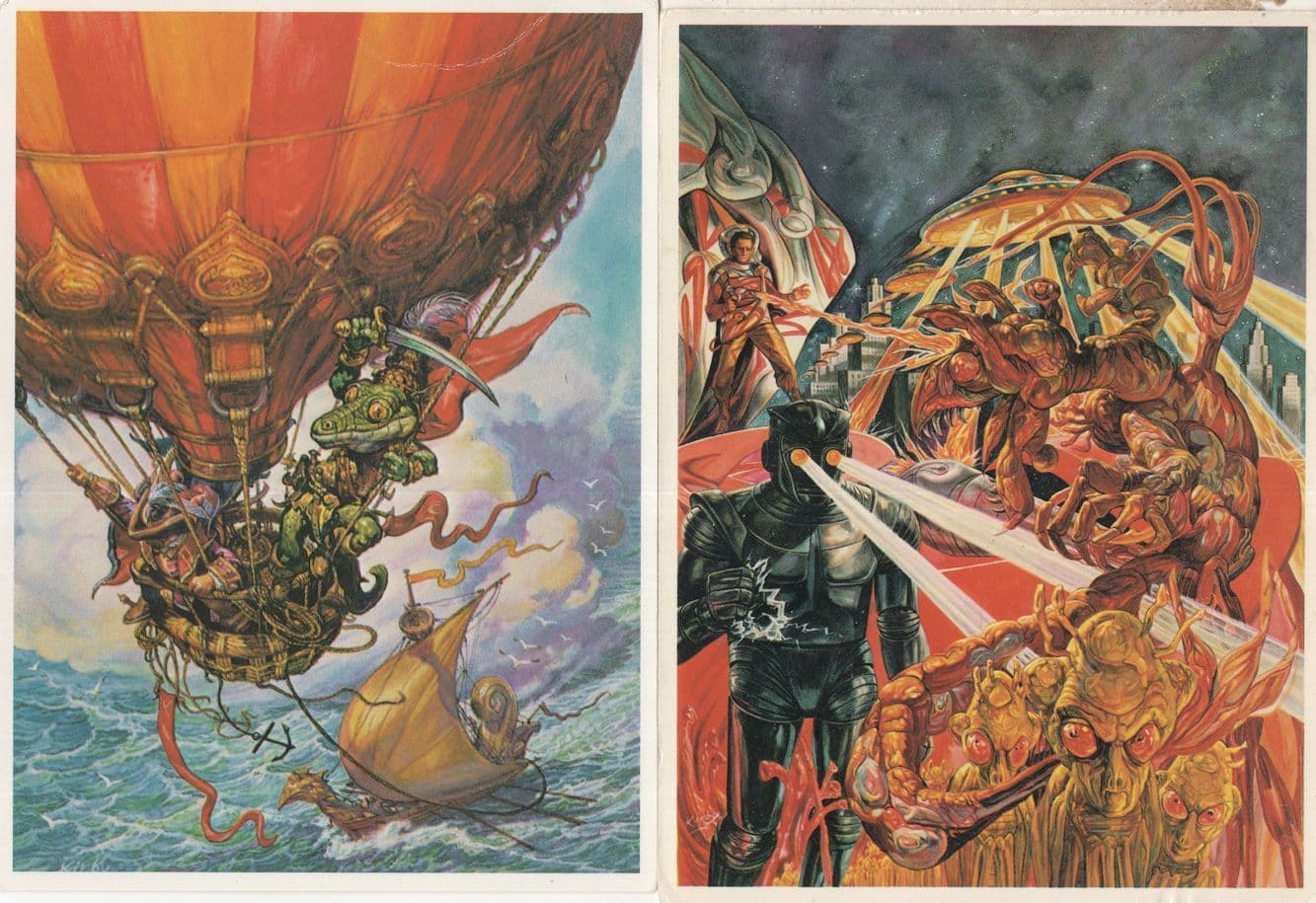 Josh Kirby of Discworld 2x Hot Air Balloon Zodiac Fantasy Art Postcard s